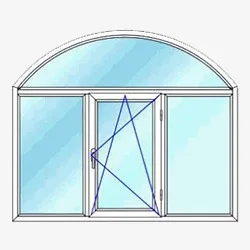 پنجره قوس دار سه لنگه مدل دو حالته