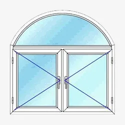 پنجره لولایی دو لنگه قوس دار