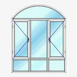 پنجره لولایی قوس دار سه لنگه